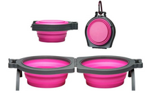 Load image into Gallery viewer, Loving Pets Pink Bella Roma Travel Double Diner Bowl