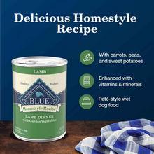 Load image into Gallery viewer, Blue Buffalo Homestyle Recipe Adult Lamb Dinner with Garden Vegetables Canned Dog Food