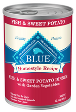 Load image into Gallery viewer, Blue Buffalo Homestyle Recipe Adult Fish & Sweet Potato Dinner with Garden Vegetables Canned Dog Food