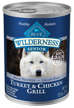 Load image into Gallery viewer, Blue Buffalo Wilderness High-Protein Grain-Free Turkey & Chicken Grill Senior Canned Dog Food