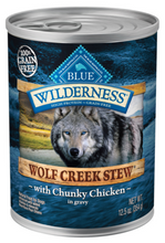 Load image into Gallery viewer, Blue Buffalo Wilderness Wolf Creek Stew Grain-Free Chunky Chicken Stew Adult Canned Dog Food