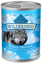 Load image into Gallery viewer, Blue Buffalo Wilderness Grain Free Denali Dinner with Salmon, Venison & Halibut Canned Dog Food