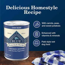 Load image into Gallery viewer, Blue Buffalo Homestyle Recipe Adult Chicken Dinner with Garden Vegetables Canned Dog Food
