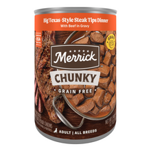 Load image into Gallery viewer, Merrick Grain Free Big Texas Steak Tips Dinner Canned Dog Food
