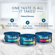 Load image into Gallery viewer, Blue Buffalo Tastefuls Adult Natural Flaked Variety Pack with Tuna, Chicken, and Fish &amp; Shrimp Entrees in Gravy Wet Cat Food
