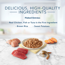 Load image into Gallery viewer, Blue Buffalo Tastefuls Adult Natural Flaked Variety Pack with Tuna, Chicken, and Fish &amp; Shrimp Entrees in Gravy Wet Cat Food
