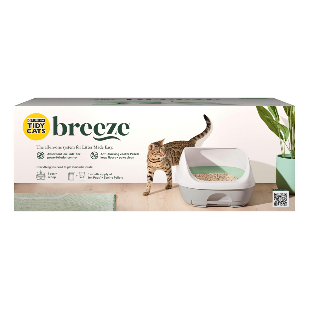 Purina Tidy Cats Litter Box System, Breeze System Starter Kit Litter Box,  Litter Pellets & Pads