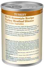Load image into Gallery viewer, Blue Buffalo Homestyle Recipe Adult Turkey Meatloaf Dinner with Garden Vegetables Canned Dog Food
