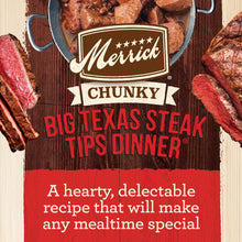 Load image into Gallery viewer, Merrick Grain Free Big Texas Steak Tips Dinner Canned Dog Food
