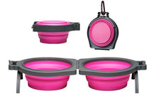 Load image into Gallery viewer, Loving Pets Pink Bella Roma Travel Double Diner Bowl

