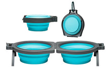Load image into Gallery viewer, Loving Pets Blue Bella Roma Travel Double Diner Bowl
