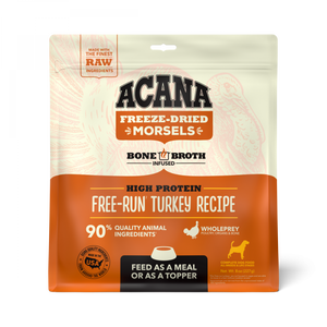 ACANA Freeze Dried Dog Food & Topper, Grain Free, High Protein,  Fresh & Raw Animal Ingredients, Free-Run Turkey Recipe, Morsels