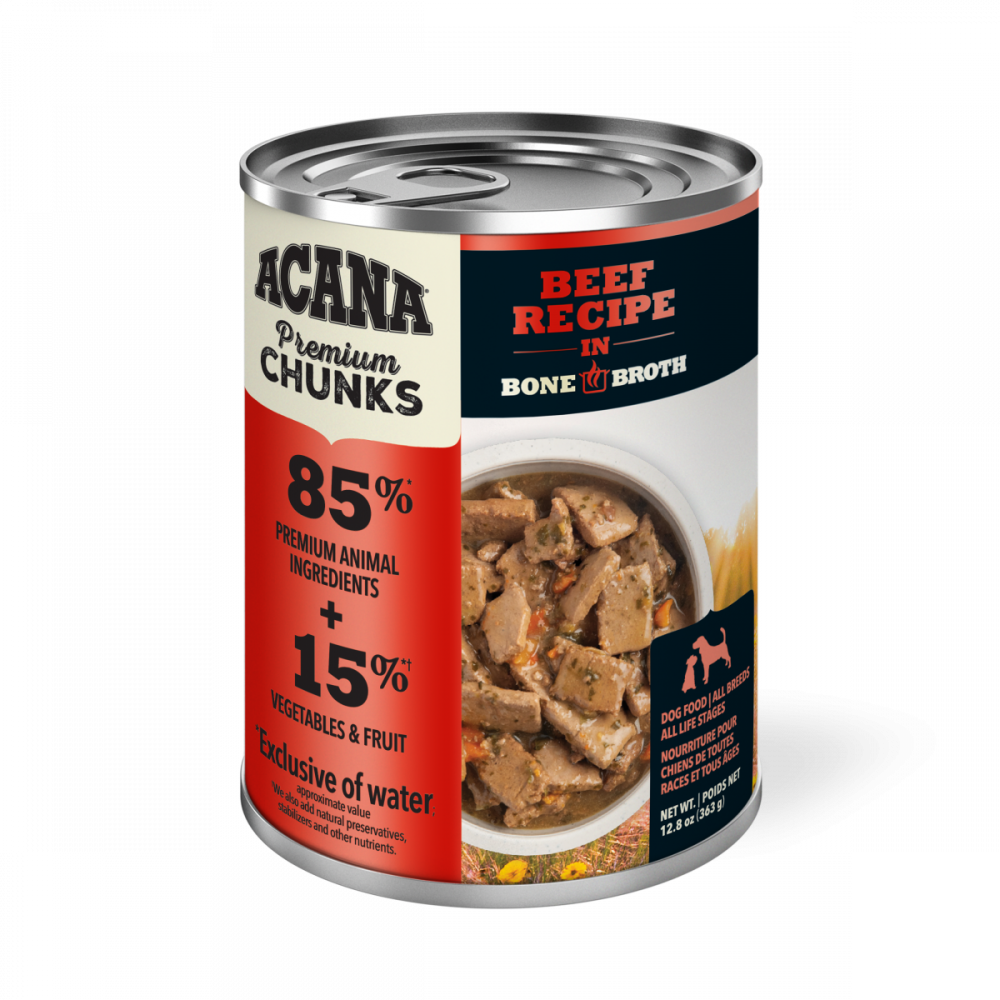 ACANA Premium Chunks Grainfree Beef Recipe in Bone Broth Wet Dog Food